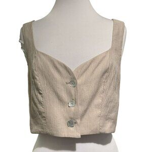 Jason Wu Cropped 3 Button Vest Top Sweetheart Neckline Fully Lined Taupe Sz M